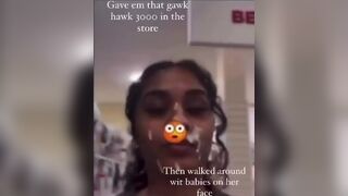 Amateur Slut Walks with Cum on her Face in Store