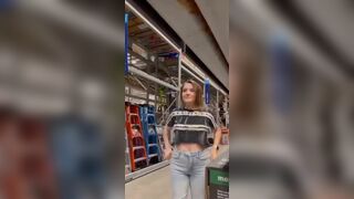 Cute Warehouse Worker Flashing Titties on duty