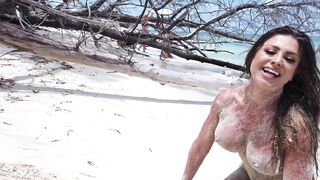 Francia James Naked On The Sandy Beach