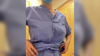 Naughty Nurse Flashing her Big Tits at work