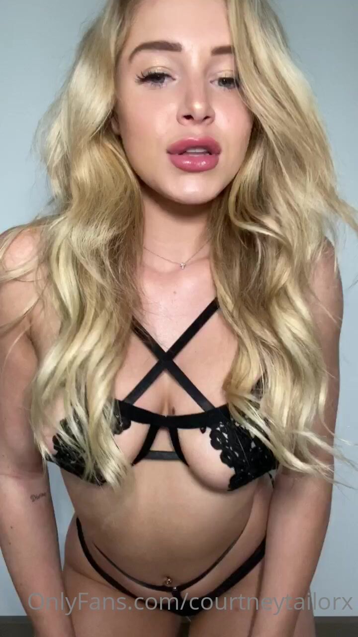 Courtney Tailor Striptease In Black Lingerie