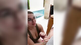 Miley Mercier Handjob And Titty Fuck To Get Huge Cumshot On Glasses