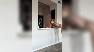 Carter Cameron Topless Dildo Play In The Kitchen