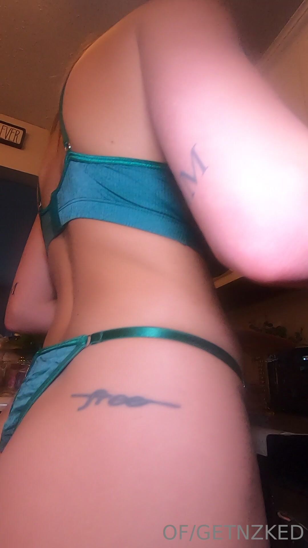 Getnzked In The Kitchen Wearing Sexy Lingerie