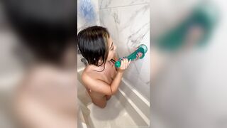 MelzTube Throat Training In The Bathroom With Long Dildo