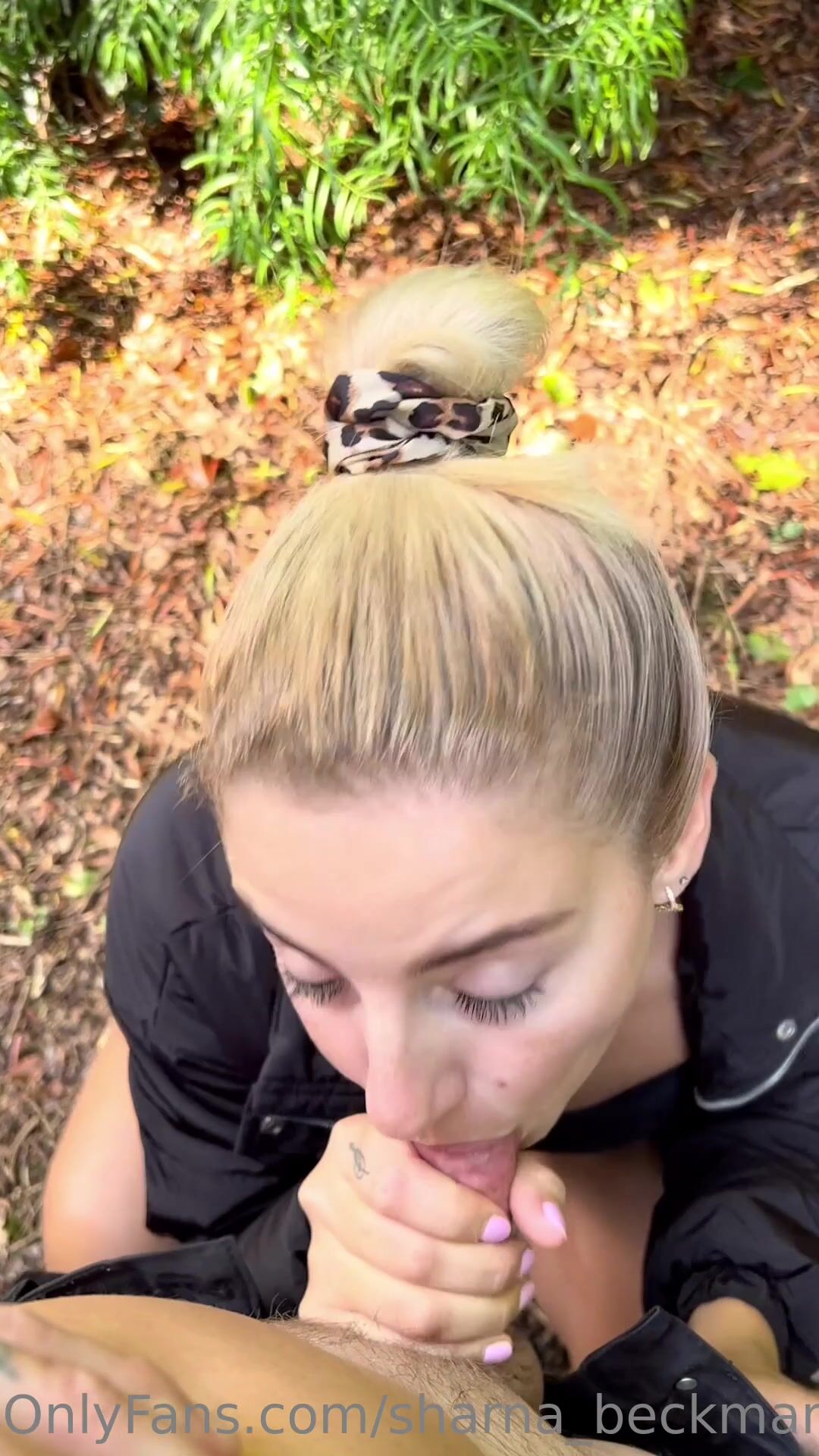 Sharna Beckman Gives a Risky Blowjob Outdoors