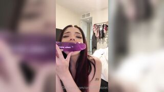 Babylaur Giving Sloppy Blowjob on Purple Dildo