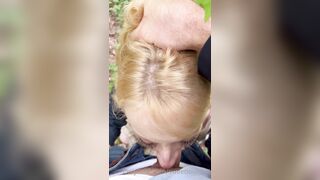 swedish girl Sweetsindyxx sucking dick in the forest and got cumshot in her face