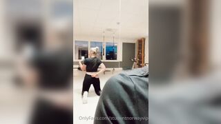 studentnorway teasing her ass after gym