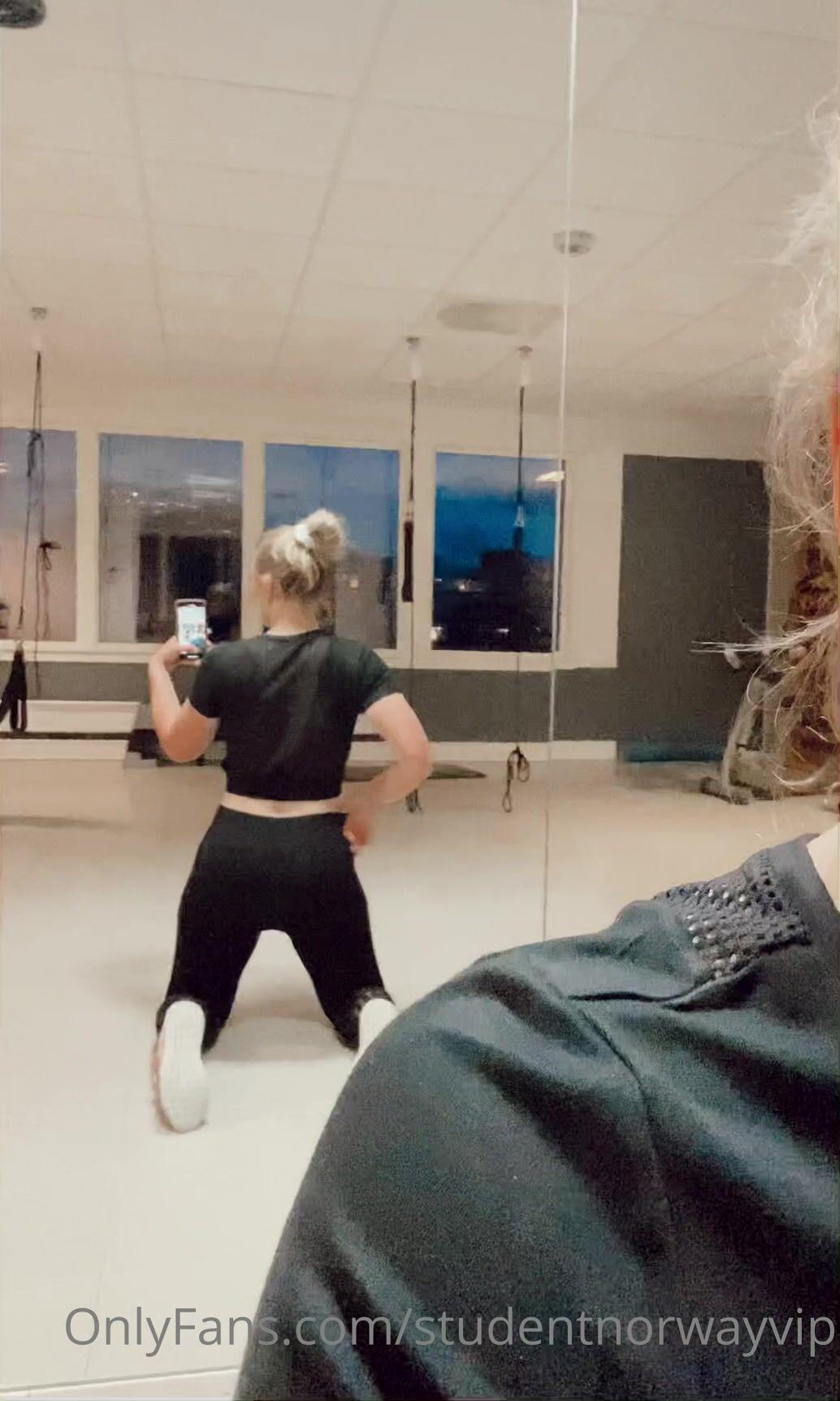 studentnorway teasing her ass after gym