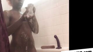 Double Penetration in the Shower with a Sex Toy