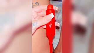 Swedish Linnejha plays with her favorite toy