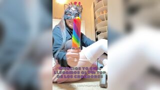 MiamorLozano Sucks Sex Toy In Mask