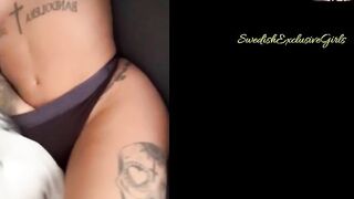 Michelle Svendsen fingers her tight pussy & dildo play in bedroom