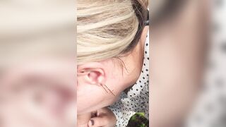 Swedish milf sucking cock outdoor in the nature