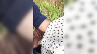 Swedish milf sucking cock outdoor in the nature
