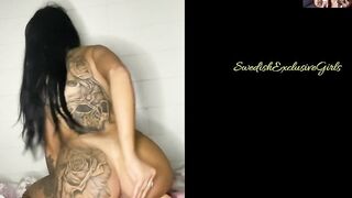Swedish Tatooed babe Pernilla Hakansson dildo pussy play