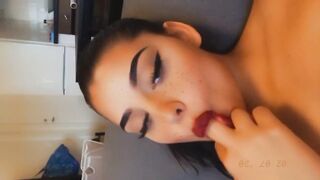 Zara Blomgren showing and playing with herself