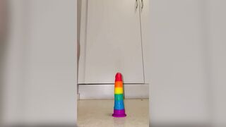 Swedish Nell Kronberg riding rainbow dildo