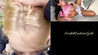 Swedish babe Sweetcindy Blowjob in public forest  & messy cumshot