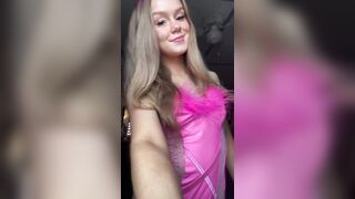Petite Teen Savannah Apted Strips Pink Bunny Outfit for Easter Reveal