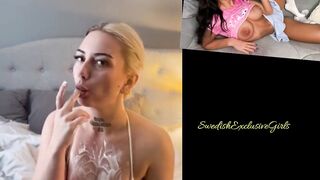 Swedish Babe JasminevGG putting whipcream on her tits & eating it up