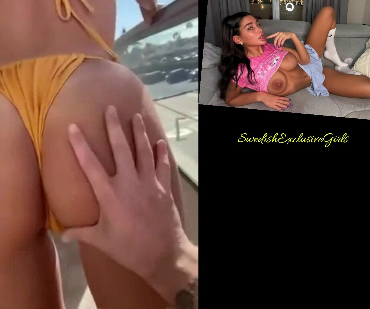 Norwegian Babe Elise riding dick on balcony & cumshot on big juicy ass