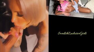 Swedish Tattooed Babe Kattpaow Blowjobs big dick