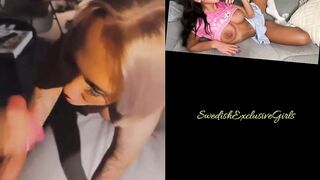 Swedish Tattooed Babe Kattpaow Blowjobs big dick