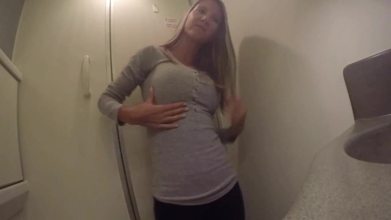 swedish blonde masturbates on Airplane