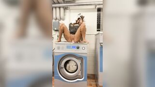 Emisecrets Riding a Dildo in Public Laundry Room