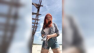 RedFoxOfficial Flashing Perfect Tits in Public Beach