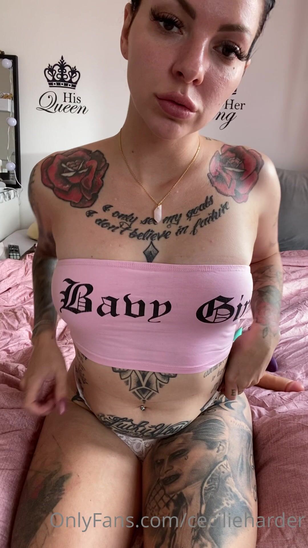 Tattooed Danish Babe Cecilie Harder Masturbating with Toys