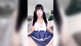 Kittyxkum Lifts Skirt And Teasing Pussy With Hands