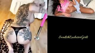 Swedish Tattoed Pierced Babe Paulina Alatalo teasing with her her big tits & pussy
