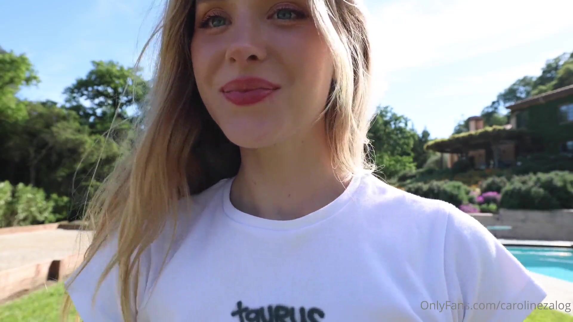 Caroline Zalog Trying On Clothes Outdoors