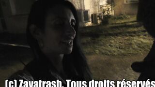 French Milf Zavatrash Giving Blowjob to Stranger in Public