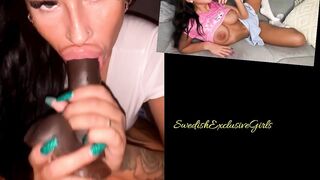 Swedish Tattooed Babe Pernilla Hakansson Blowjob on dildo