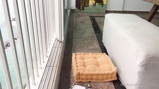 Stella Barey Solo Squirting And Intense Dildo Fucking on Balcony