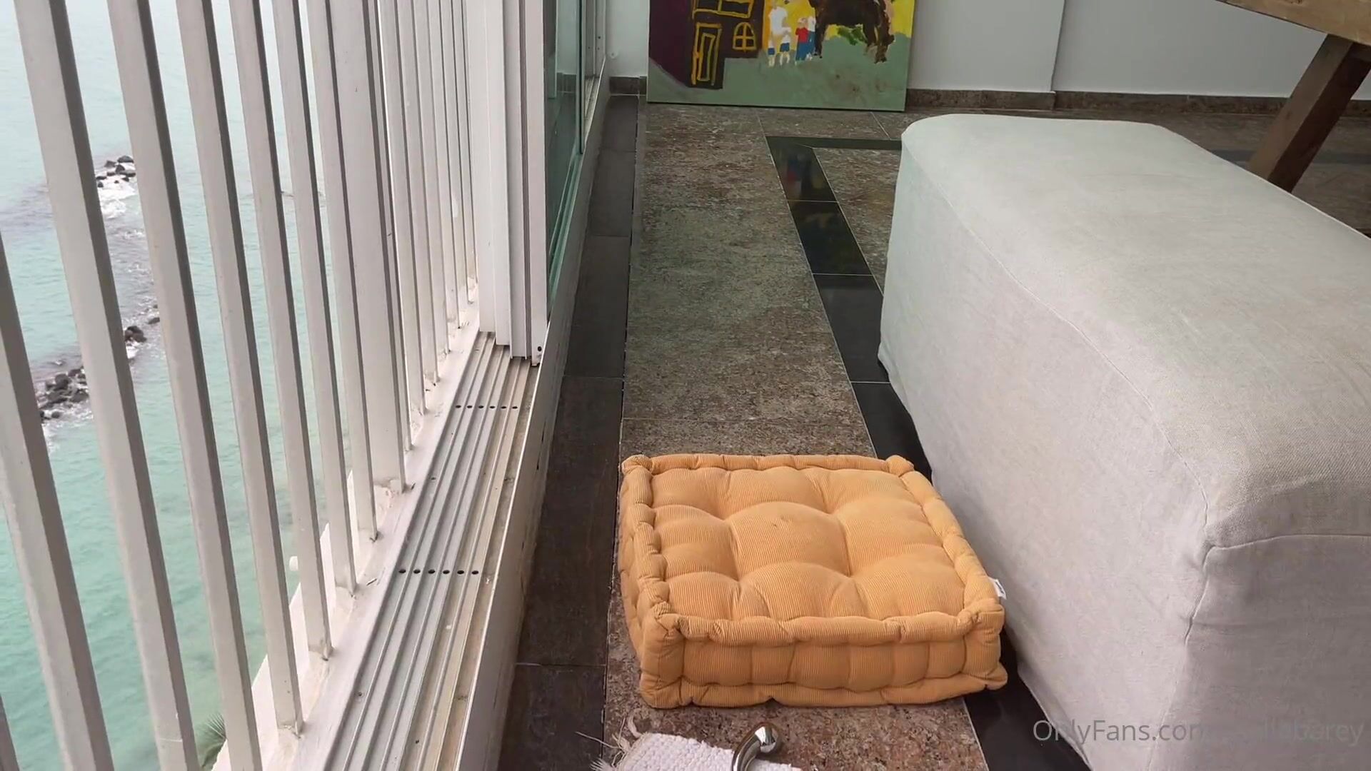 Stella Barey Solo Squirting And Intense Dildo Fucking on Balcony