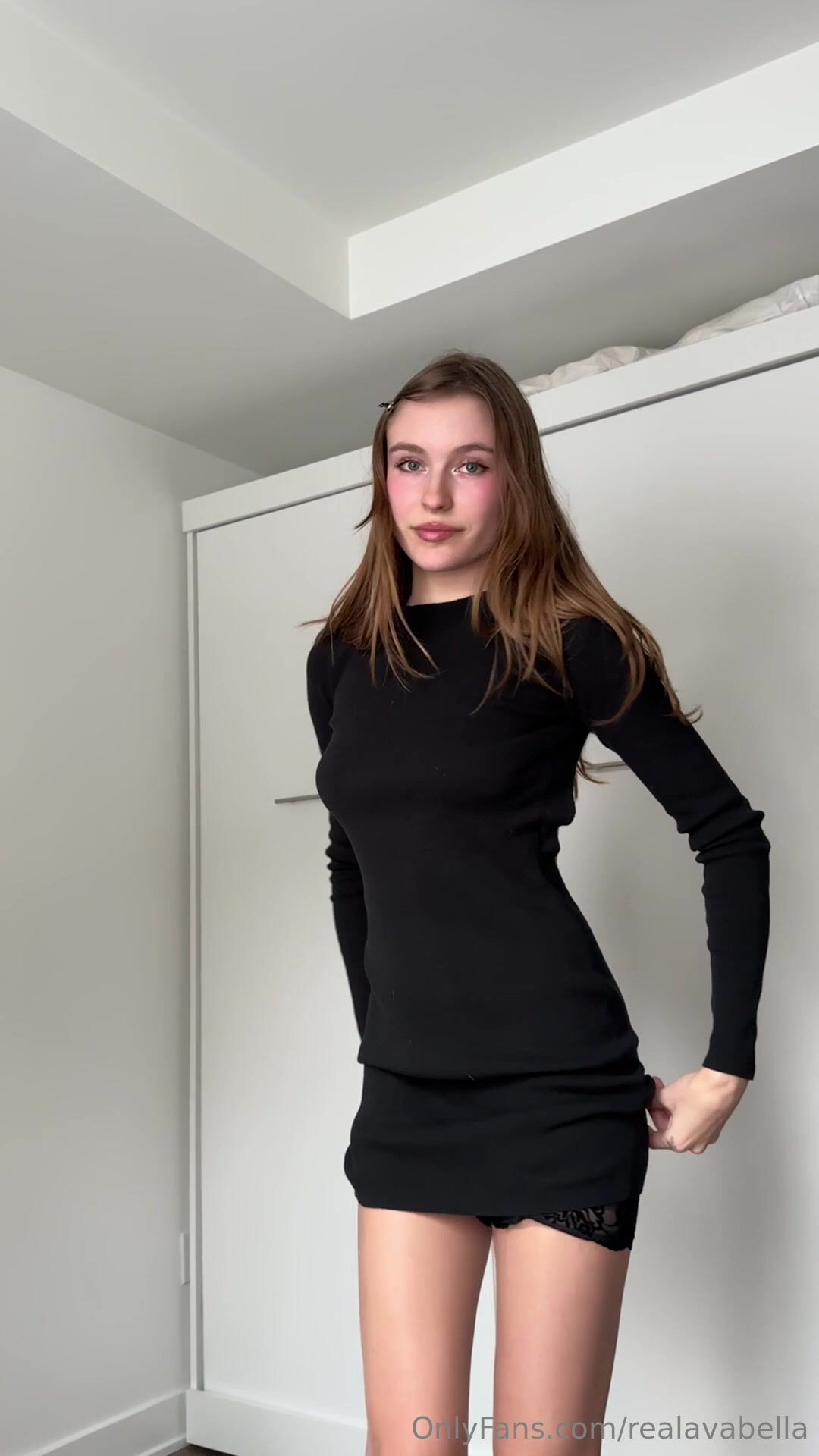 Realavabella - Sexy Black Dress with Stockings Haul