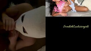 Norwegian Babe Linn Woyen masked Blowjob