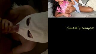 Norwegian Babe Linn Woyen masked Blowjob