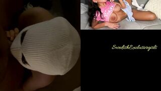 Norwegian Babe Linn Woyen masked Blowjob