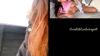 Swedish Cam Girl Stripping outside in the winter & shows her big ass & tight pussy