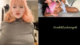 Swedish Redhead Gamer Girl Amadani Flashing her huge titties