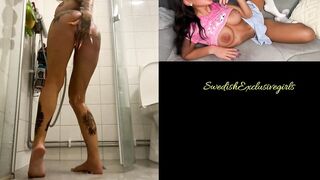 Swedish Tattooed Babe Paulina Alatalo Showers Fully Naked & playing with her pussy