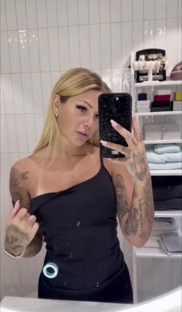 Josefin Ottosson Flashing her tan-lines-big-tits in mirror