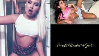 Norwegian Barbie rides and sucks dildo