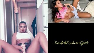 Norwegian Barbie rides and sucks dildo